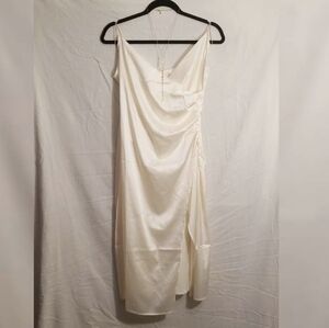 Elegant Ivory Slip Dress with Drape Neckline